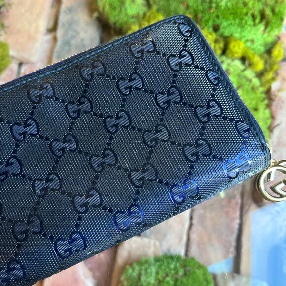 GUCCI GG Imprime Wallet Blue Canvas Wallet - Picture 13 of 13